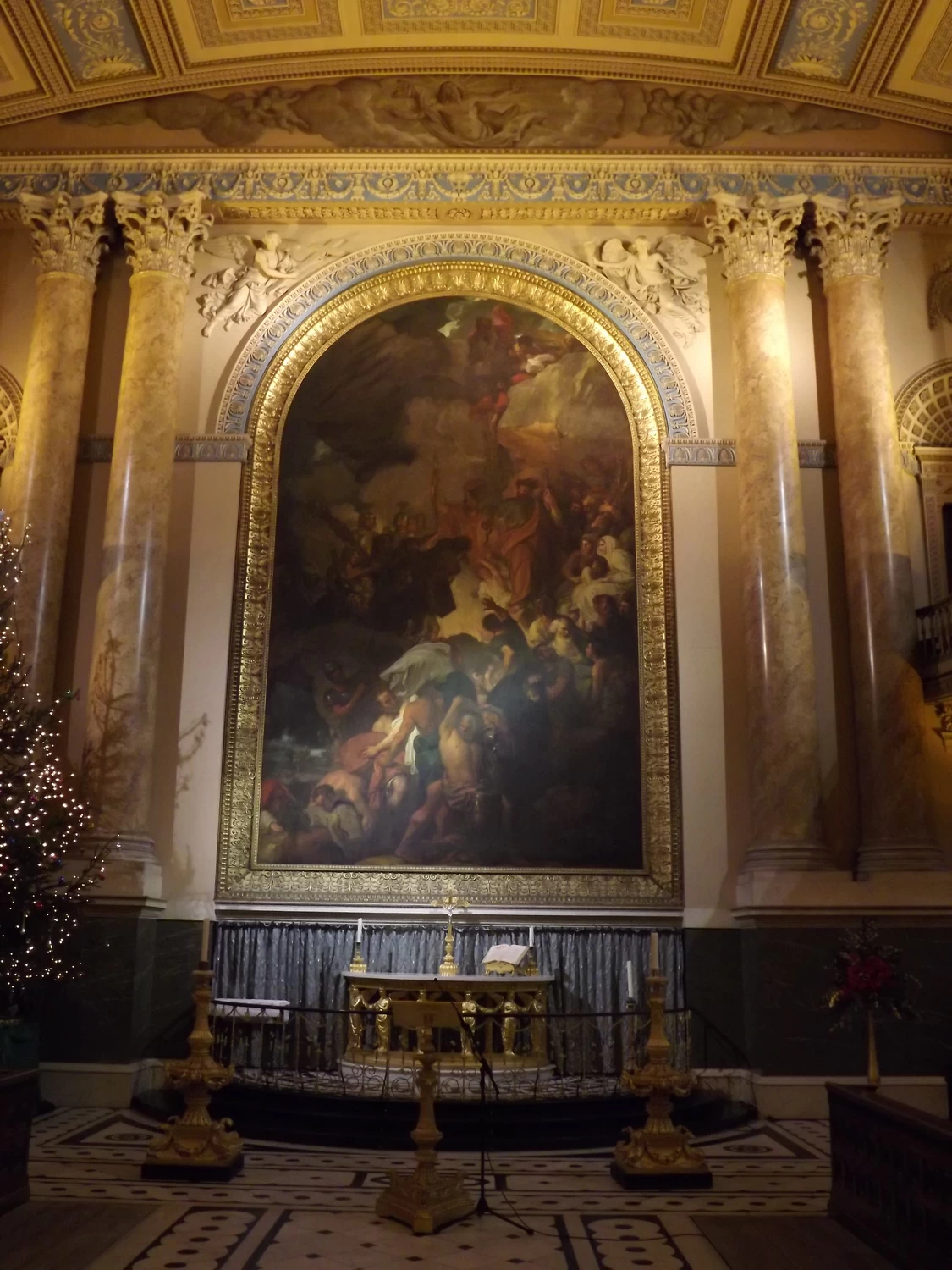 San Paolo si scrolla la vipera dalla mano dopo il naufragio - Cappella del Royal Naval College da ovest, Greenwich Hospital